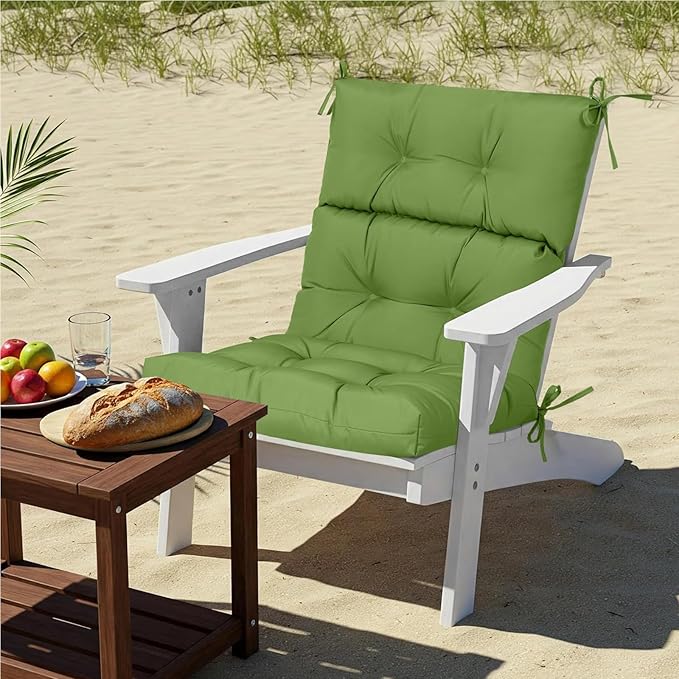 High Back Chair Cushions Set of 2, Adirondack Chair Cushion with Waterproof, Rocking Chair Cushion for Outdoor Patio, Garden Porch 45”x 22”x 4 (2, Green B)