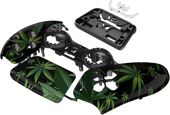 eXtremeRate Green Weeds Touchpad Front Top Shell Compatible with ps5 Controller BDM-010 020 030 040 050, DIY Replacement Shell Custom Touch Pad Cover Compatible with ps5 Controller