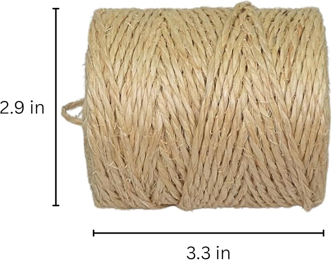 Premium Brazilian Sisal Twine, Natural Fiber 100% Sisal, Heavy-Duty, Ultra Durable, Ideal for DIY Projects, Home Decor, Gardening, Crafting, Gifting, Wrapping (262 ft / 80 m Coil)