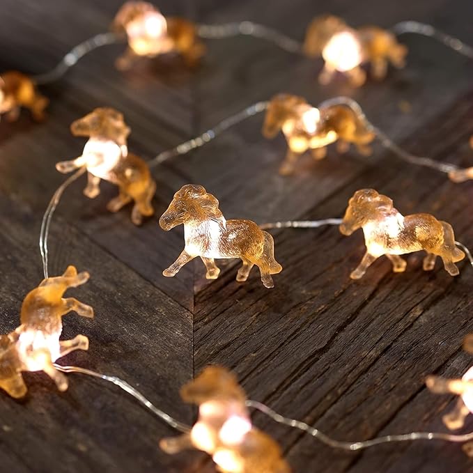 Outdoor Solar Lights Garden Light Cute Decorative Fairy Solar String Light Waterproof Horse Gifts for Women Novelty Pony Lights 40LEDs 14ft Xmas Yard Patio Window Balcony Thanksgiving Decor