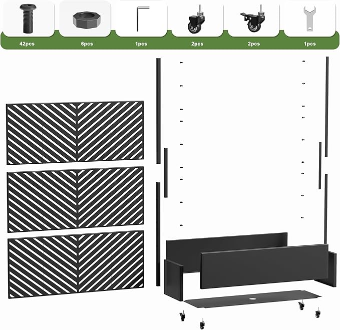Casaphoria Metal Raised Garden Bed with Trellis and Wheels, 72"x47"x16" Planter Box for Climbing Plants, Vegetables & Vines, Features Drainage Holes and Privacy Screen (Black-Parallel)