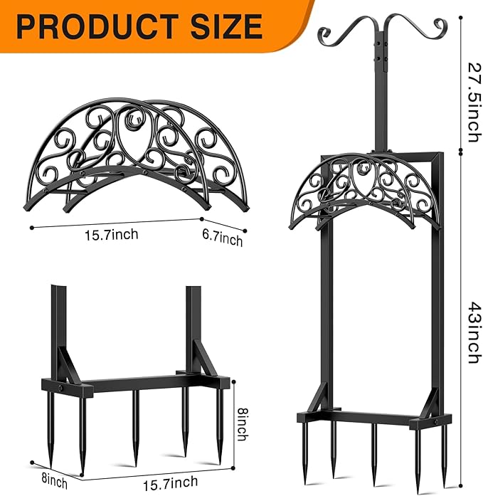 Garden Hose Holder - Upgraded Water Hose Holders for Outside with 5 Spikes & 2 Shepherds Hooks, Freestanding Hose Stand Hose Hanger Hose Storage Hose Reel Rack for Yard Lawn(Antique Golden)
