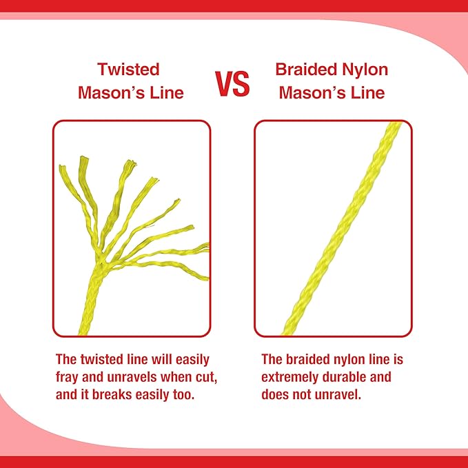 Goldblatt Mason Line, 250 Feet #18 Braided Nylon String, Perfect for Gardening or Masonry Tools