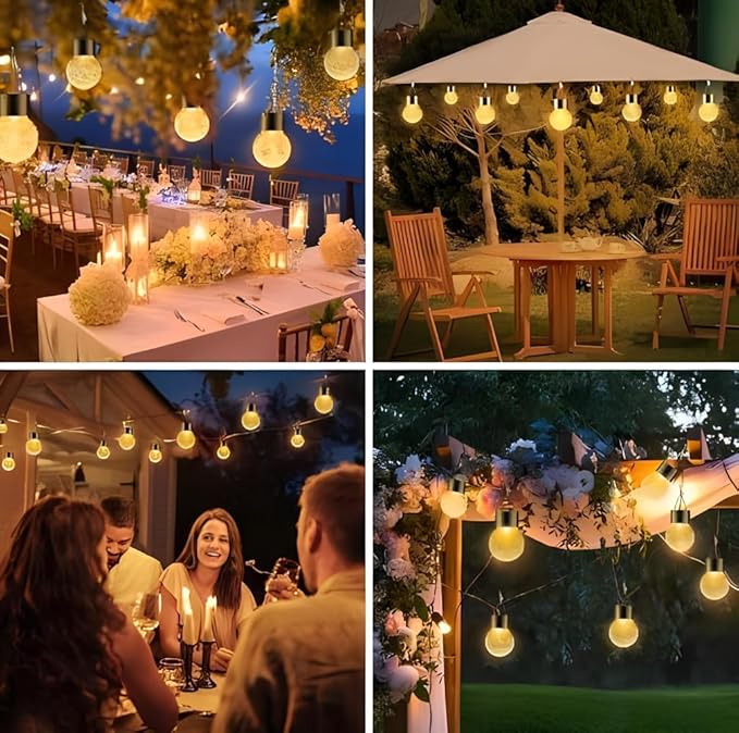 Solar Globle String Light Outdoor Waterproof Garden Decor Fairy Lights Auto On/Off, Decorative Lighting for Garden, Patio, Yard, Party Pathway, Lawn Weatherproof & Easy Install 2 Pack 120 LED 72FT