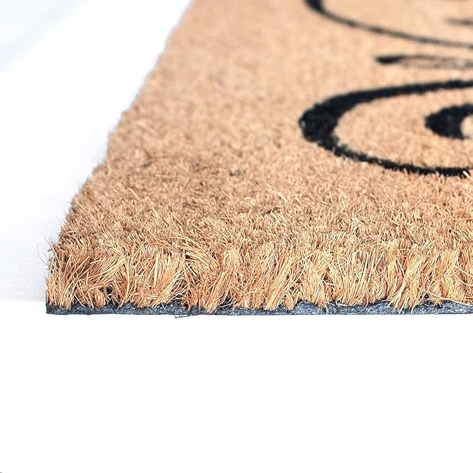 LuxUrux Welcome Mats Outdoor Coco Coir Doormat, with Heavy-Duty PVC Backing - Natural - Perfect Color/Sizing for Outdoor/Indoor uses. (17 x 30 inch, Welcome Khaki)