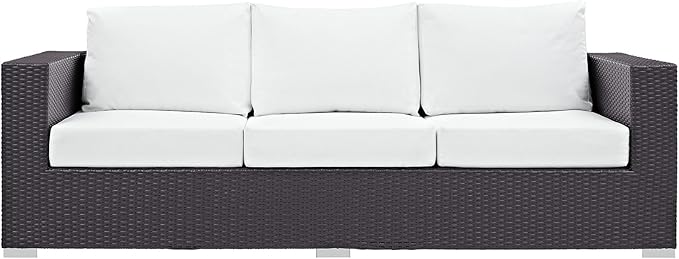 Modway Convene Wicker Rattan Outdoor Patio Sofa in Espresso White