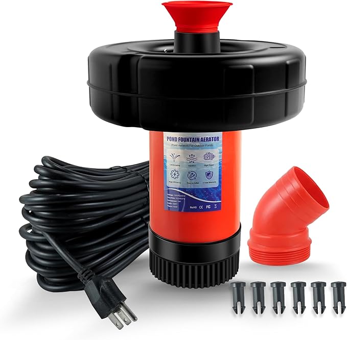 Pond Fountain Aerator 750W, 1HP 15000 GPH Floating Aerating Pump, 120ft Power Cord for Small & Large Ponds & Lakes (120V)