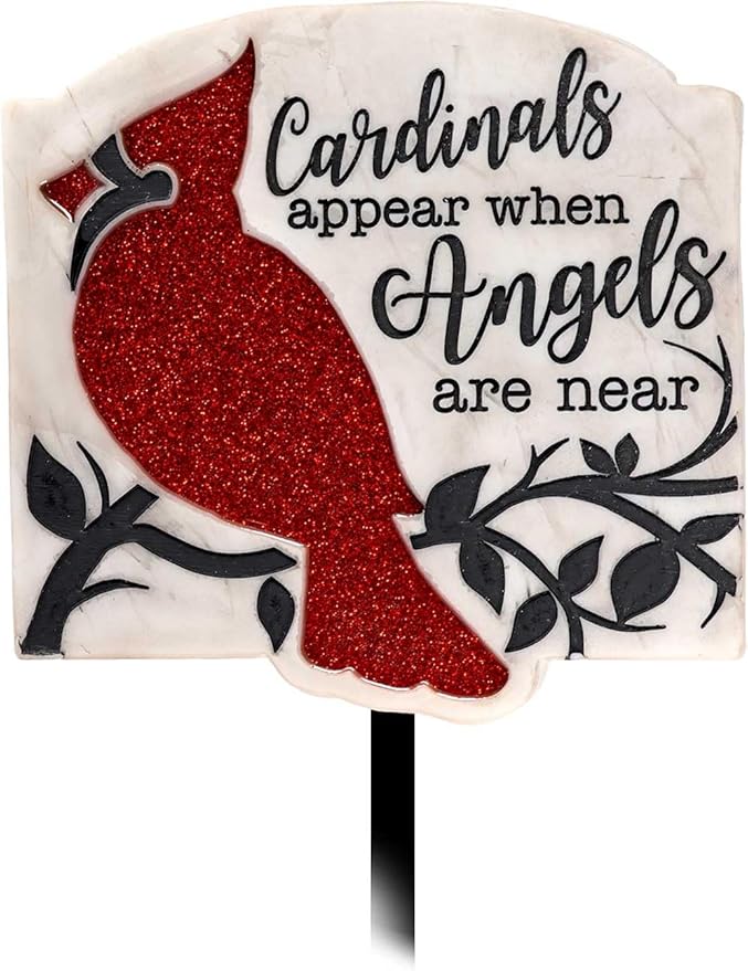 Spoontiques - Garden Décor – Yard Sign - Decorative Stake & Sign for Lawn and Yard - 24” High - Durable Weather Resistant Sign for Home Décor - Glitter Cardinal