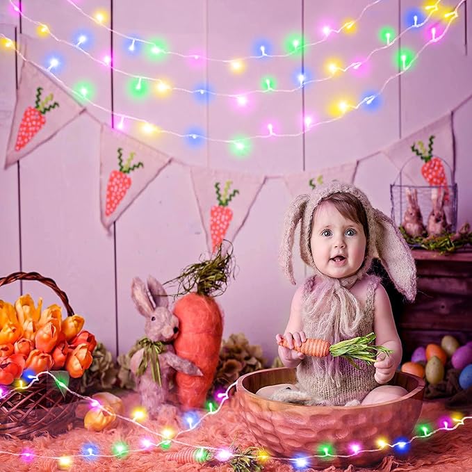 66FT 200 LED Outdoor String Lights, Connectable Easter String Lights Waterproof with 8 Modes, Plug in Twinkle Fairy Lights Clear Wire for Indoor Bedroom Wedding Patio Decorations, Pastel Multicolor