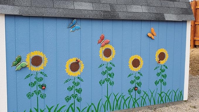 Gudui Metal Ladybugs Garden Wall Art Decor Cute Ladybugs Wall Sculptures & Statues Outdoor Decoration Yard Lawn Porch Fence Ornaments, Set of 4