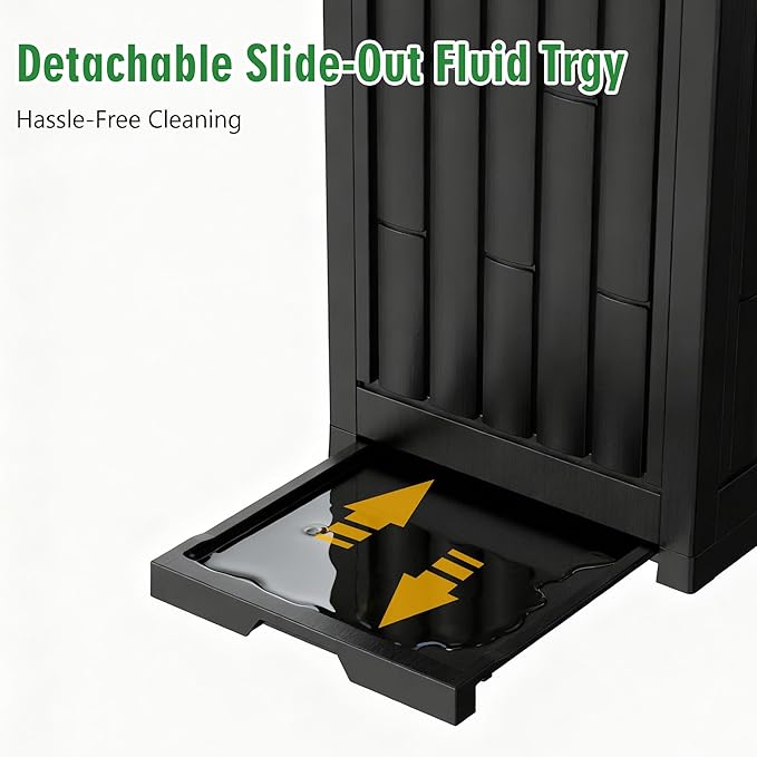 Outdoor Trash Can, 30 Gallon Garbage Can with Tiered Lid and Drip Tray, Waterproof Resin Waste Bin for Patio, Garden, Backyard, Deck, Black