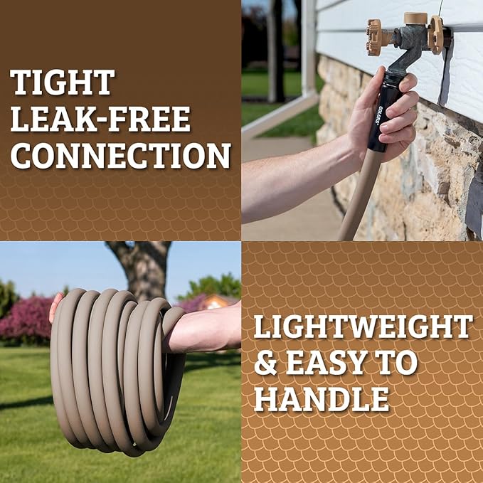 Flexzilla Colors Lead-In Garden Hose 5/8in. x 10ft., Lightweight All-Weather Water Hose, Durable and Flexible, Leak-Free Connections, Brown Mulch