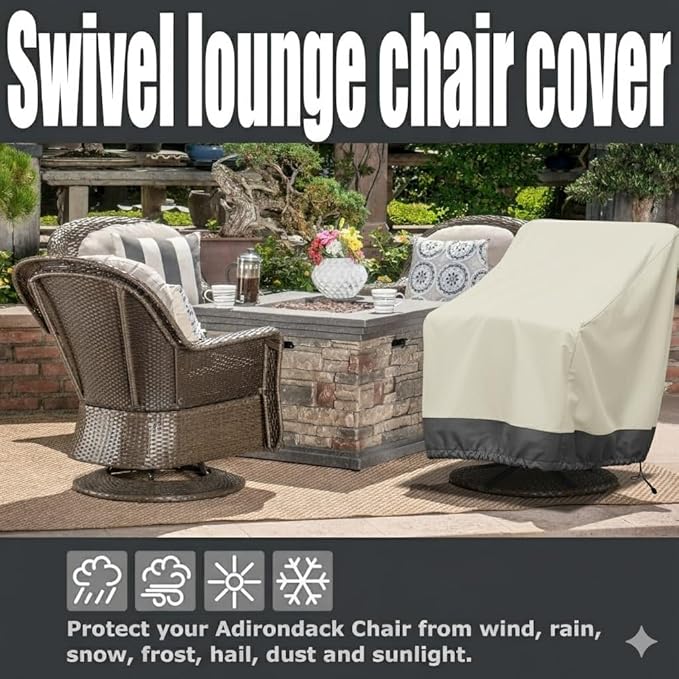 2 Pack Heavy Duty Patio Chair Covers - Rip-Resistant 600D Oxford Fabric - 8000mm Waterproof UV-Resistant Outdoor Furniture Covers for Adirondack, Rocking, and Swivel Chairs, 39"W x 37"D x 38"H
