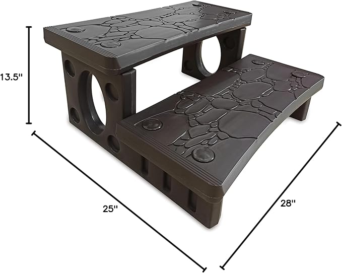 HYDROTOOLS By Swimline 87946 Luxury Universal Spa & Hot Tub Outdoor Steps | 28’’ Wide | Textured Non Slip Grip Support | Compatible With Straight & Curved Spa | Multi Purpose For Pool Garage RV Camper