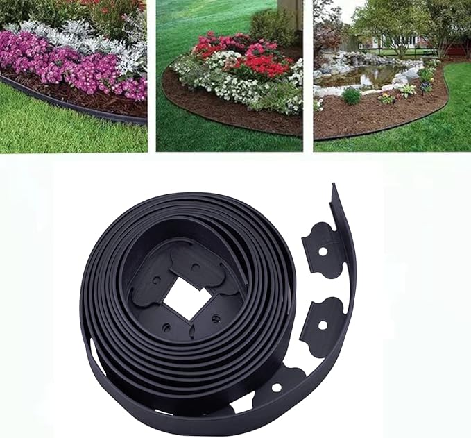 Garden Edging,120ft Landscape Edging with 160 Spikes for Lawn 2 Inch Tall (Black, 120FT)