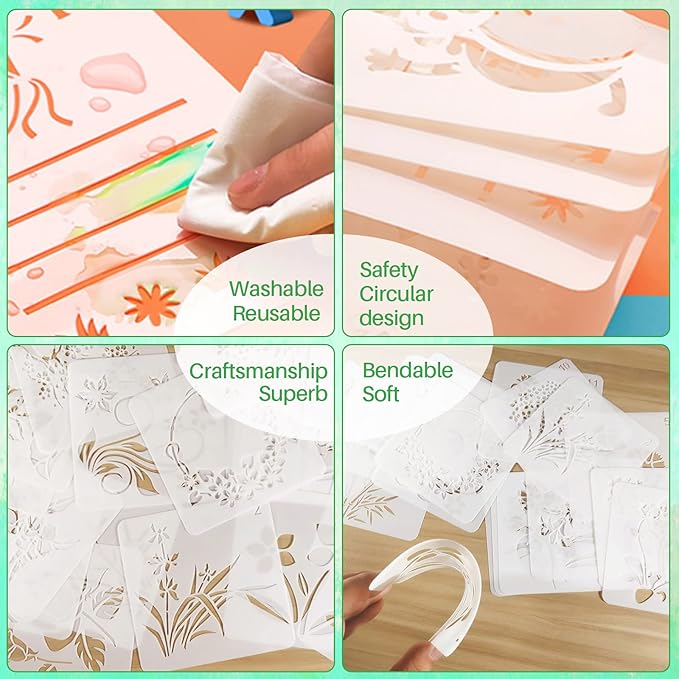 Farmhouse Stencils for Painting, Rock Painting Stencils Small Stencils for Painting on Wood Wall Tile Furniture Drawing Templates(64pcs,3 Inch)