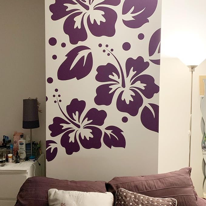 Large Flower Stencils for Wood Fence Hibiscus Stencil for Painting on Walls Furniture Fabrics DIY Decor