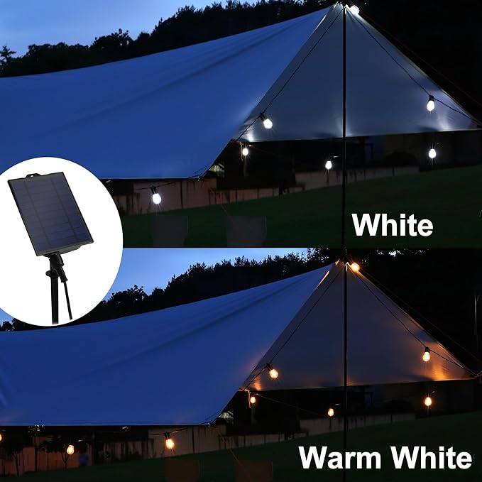 Color Changing Warm/Cool Solar Power Outdoor String Lights with Remote Control, for Backyard Garden Patio Pergola Gazebo Bistro Bedroom Christmas Wedding Party (62ft)