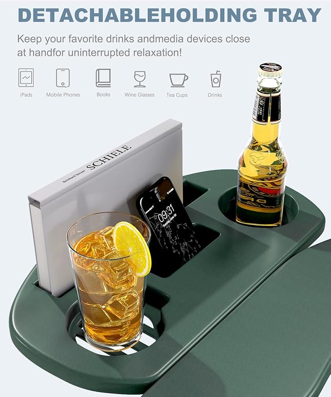 Adirondack Chair Set of 6, HDPE Folding Adirondack Chair with Multifunctional Cup Holder, Weather Resistant Fire Pit Chair for porches, patios, poolsides, Decks.