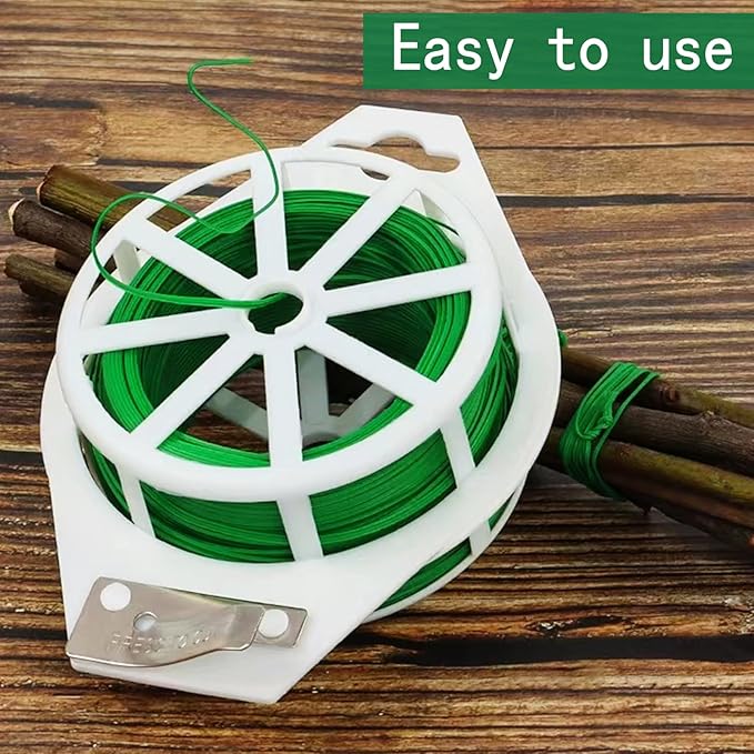 Twist Tie,plant Ties,492ft (150m) green cable ties with Cutter,Garden Plant Ties Reusable,Green Twist Ties for Gardening Climbing Plants, flowers,Tomatoes Vines,Indoor Outdoor Home and Office Use