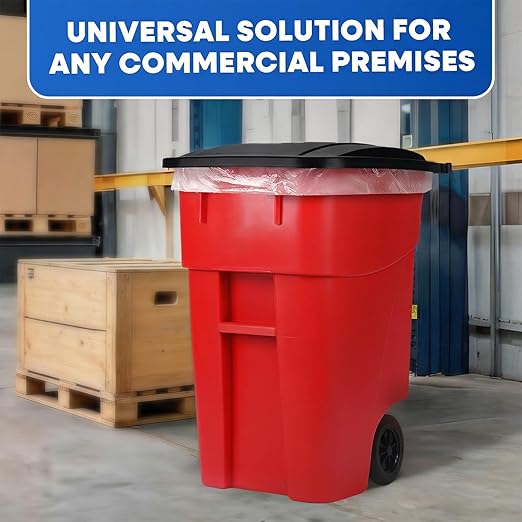 50 Gallon Trash Can, Red Outdoor Garbage Can, Wheeled Outside Trash Bin, Outdoor with Lid and Wheels, Large Rolling Trash Can, Garbage Can with Wheels for Home, Office, Garage