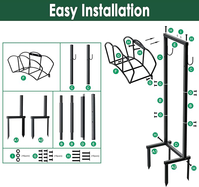 Garden Hose Holder, Heavy Duty Water Hose Holders, Sturdy Metal Hose Stand, Hose Organizer, Water Hose Hanger Rack, Hose Reel Storage Stake hold 150Ft Water Hoses, for Patio, Lawn, Garden