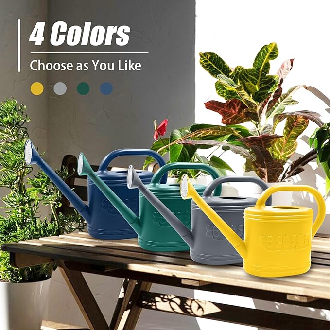 Watering Can for Indoor & Outdoor Plants, Plant Watering Can with Stainless Steel Shower Head, 1 Gallon Plastic Watering Can for Garden, Flowers, Vegetable, Greenhouse