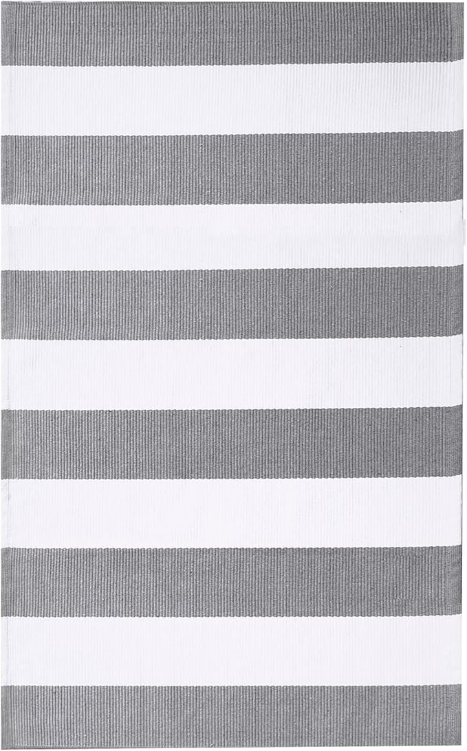 IOHOUZE Grey White Striped Rug -27.5" X 43" Front Door Mats Outdoor,Washable Rug for Front Porch Decor,Spring Summer Welcome Mats Outdoor Indoor, Doormat for Farmhouse/Entryway/Home Entrance