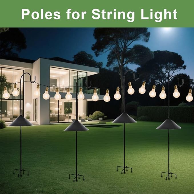 Matte Black Bird Feeder Pole with Squirrel Baffle 80" Tall Heave Duty Squirrel Proof Pole with Shepherd Hook 5 Prongs Base for Outdoor Hummingbird Feeders (No Bird Feeder)