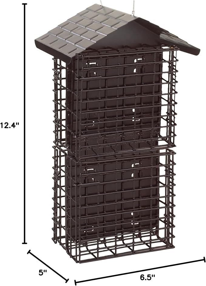 More Birds 4 Cake Suet Buffet Bird Feeder with Metal Roof, 4 Suet Cake Capacity