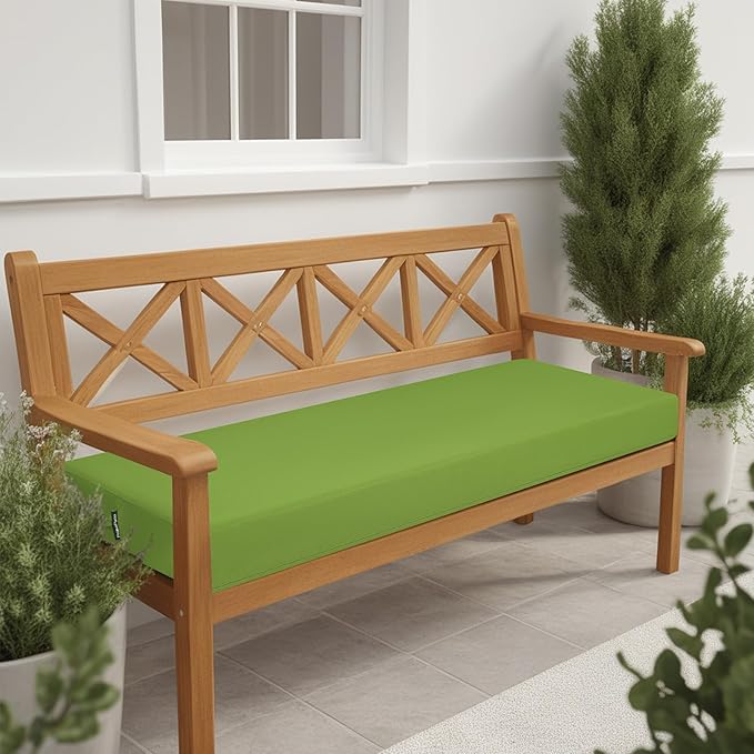 idee-home Outdoor Bench Cushion, Outside Cushions for Outdoor Furniture, Waterproof Seat Pad with Ties for Garden Backyard