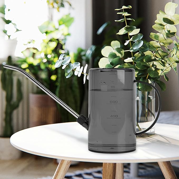 Plastic Watering Can - with Long Spout - 1/4 Gallon - 34 Oz - Grey