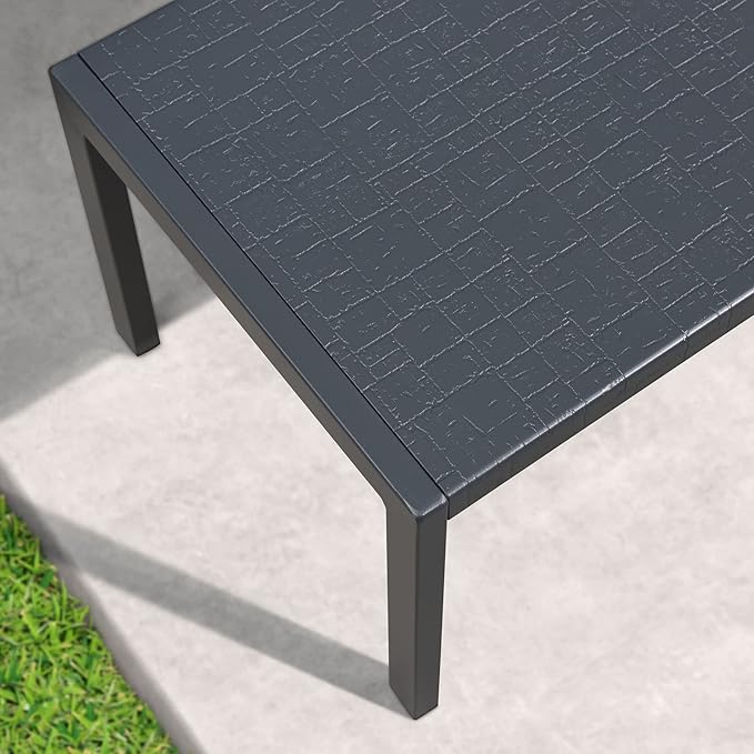 PURPLE LEAF Outdoor Chaise Lounge with Wheels for Outside 2 Pieces Aluminum Patio Lounge Chair with 5 Adjustable Position Recliner for Patio, Beach, Yard, Pool, Side Table Included, Grey