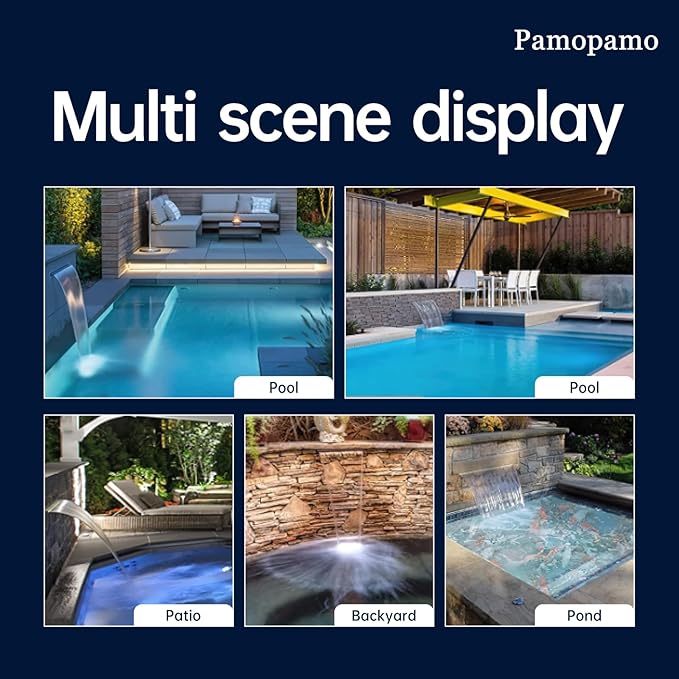 Pond Waterfall Spillway Pool Fountain Water Feature, Black Stainless Steel Outdoor Fountains, Swimming Pool Water Flow Waterfalls Kit for Garden Patio Ponds-35.4"x7.8"x3.9"(NO Light)