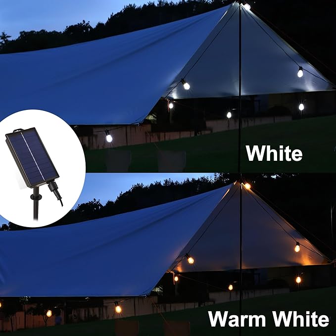 Color Changing Warm/Cool Solar Power Outdoor String Lights with Remote Control, for Backyard Garden Patio Pergola Gazebo Bistro Bedroom Christmas Wedding Party (29ft)