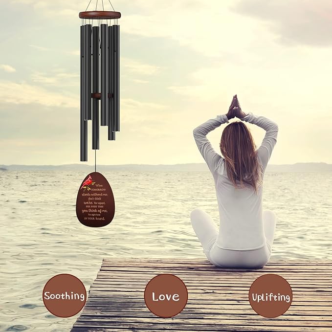 Memorial Wind Chimes for Outside, Sympathy Cardinal Wind Chimes for Loss of Loved One,in Memory of a Loved One Like Mother & Father,Cardinal & Sympathy Gifts Basket for Bereavement,Condolence,Funeral