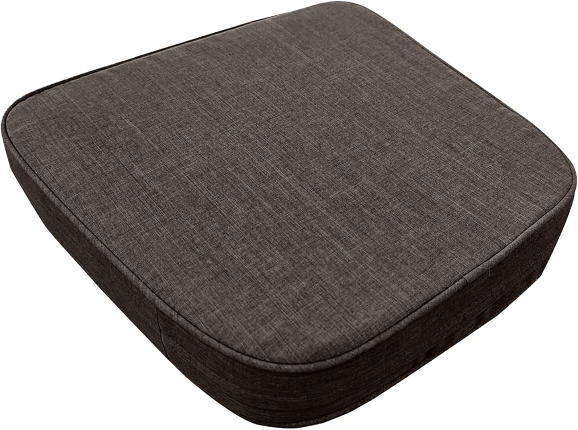 17"x 16"x 3" Patio Chair Cushions Set of 2, Waterproof Outdoor Chair Cushions, Patio Seat Cushion with Adjustable Ties, Darkgrey