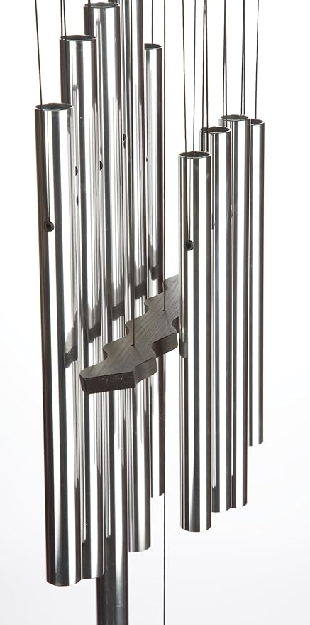 Woodstock Chimes Eastern Energy Healing Wind Chime for Outside 34" Medium Silver,Harmonic Light Sound, Outdoor Decor for Patio, Porch, Garden HC