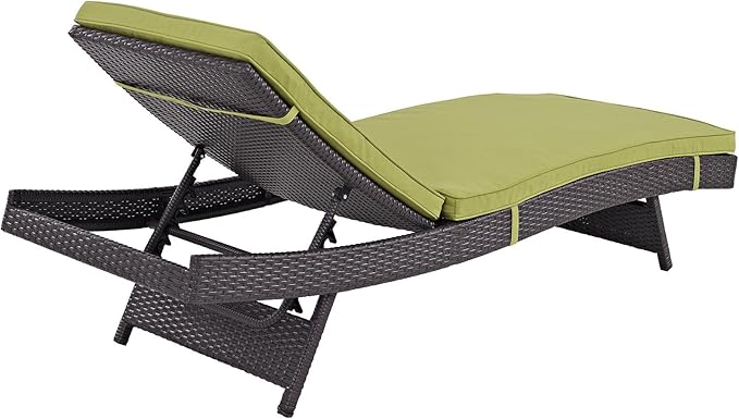 Modway Convene Wicker Rattan Outdoor Patio Chaise Lounge Chairs in Espresso Peridot - Set of 4