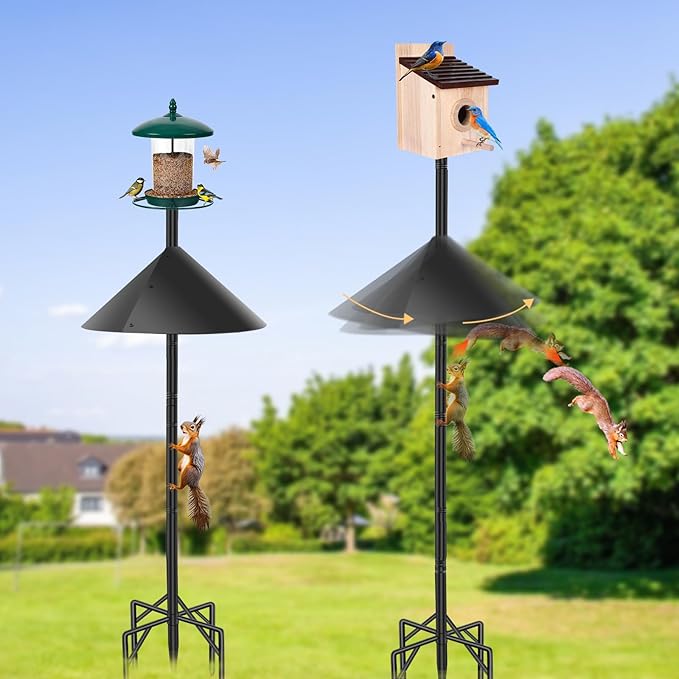 92 Inch Heavy Duty Smart Bird Feeders with Squirrel Baffle & 5-Prong Base – Rustproof Birdhouse Stand for Bluebird Houses, Birdhouse Pole& Weather Stations – Sturdy Design for Enhanced Bird Watching