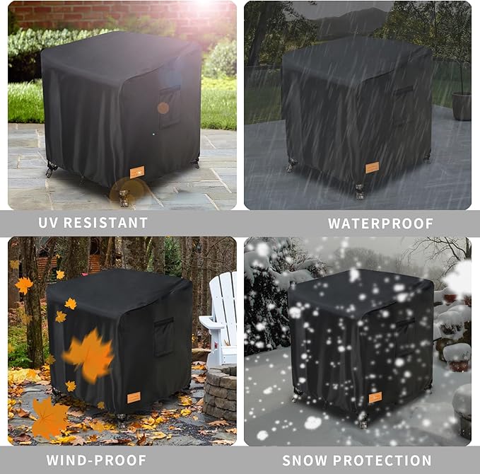 Patio Wicker Side Table Cover, Suitable for 3-Piece Outdoor Wicker Patio Bistro Set Side Table, Waterproof Square Patio Small Side Table Cover 22 W x 22 D x 18 H inches Black