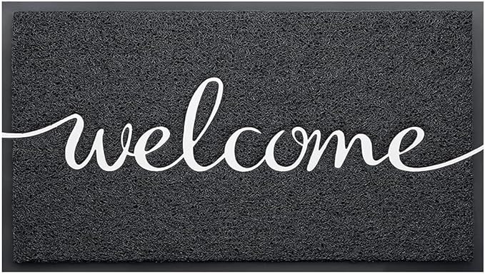 KILOCOCO Welcome Mat Outdoor Doormat Door Mat Non-Slip Front Door Mats for Entrance Indoor Floor Mats for Garage Patio High Traffic Areas Outside Rug 20"x32" Black