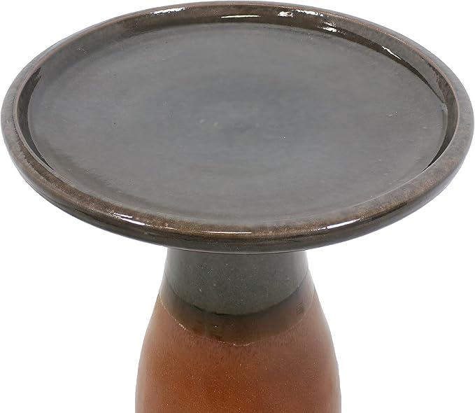 Sunnydaze 21" H Ceramic Bird Bath for Outside - Hand-Painted Outdoor Bird Bath Bowl, UV/Frost-Resistant Finish - Dusty Rose
