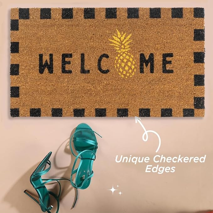 Folkulture Welcome Matt Outdoor | 16 x 28 Door Mats for Front Door Mat Outside Entrance | Eco Friendly | Welcome-Mats Cute | Coir Door Mats | Outdoor Decor for Home | Durable & Anti Slip