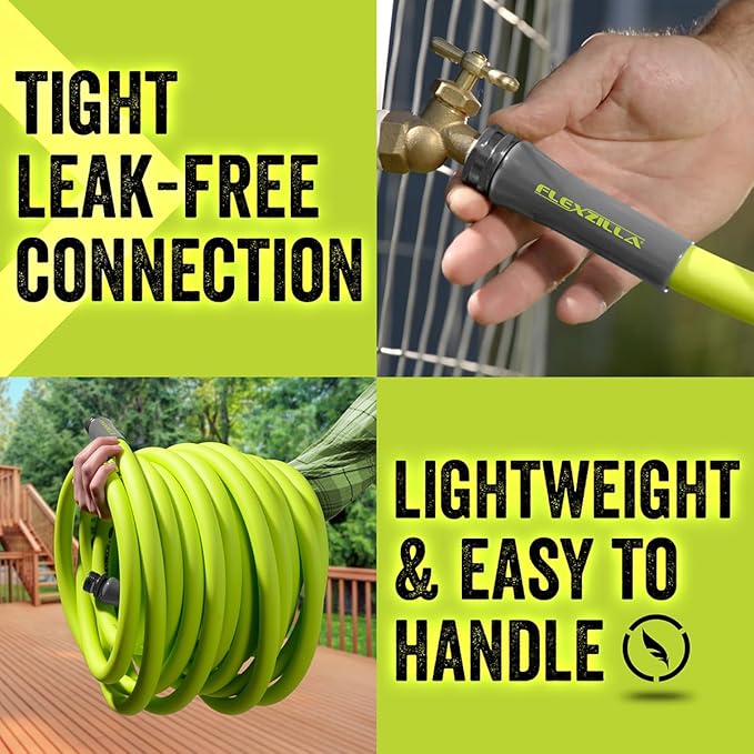 Flexzilla Garden Hose 5/8 in. x 25 ft., Lightweight All-Weather Water Hose, Durable and Flexible, Leak-Free Connections