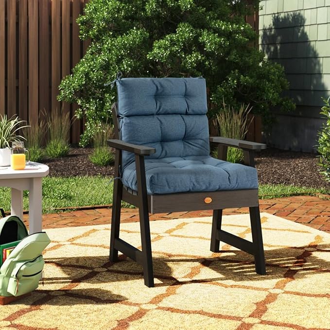 FUNHOME Outdoor High Back Chair Cushions Set of 2,Reversible Lawn Chair Cushion 44 x22 inch,Water Resistant Tufted Adirondack Chair Cushion,for Garden Rocking Chair,Patio Furniture(Denim Blue)