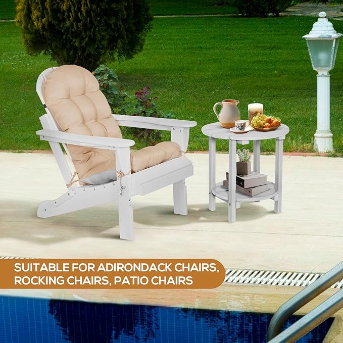 Adirondack Chair Cushions Set of 2, Thick High Back Rocking Chair Cushion 47x19.6x4 Inch, Folding Patio Pads with Ties, Waterproof & Fade-Resistant Seat Pads Indoor/Outdoor (Khaki, 2)