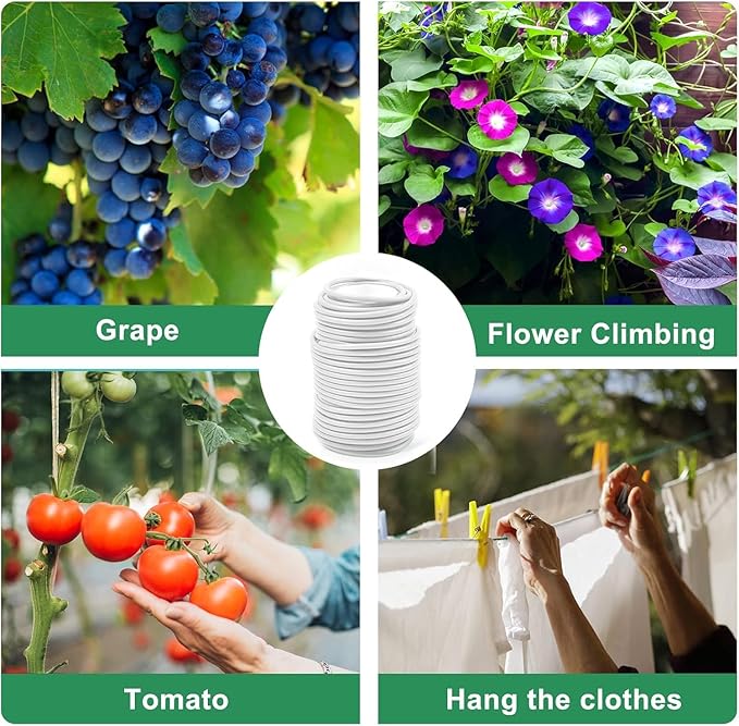 Decoroca Soft Plant Ties for Support - 65.6' Reusable Waterproof Plant Wire, Garden Twist, for Indoor & Outdoor Plants and Home Organizing(1pc/White)
