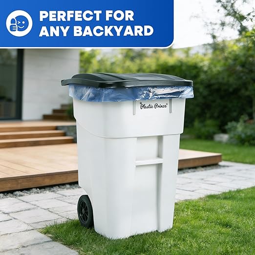 50 Gallon Trash Can, White Outdoor Garbage Can, Wheeled Outside Trash Bin Outdoor with Lid and Wheels Large Rolling Trash Can, Garbage Can with Wheels for Home, Office, Garage