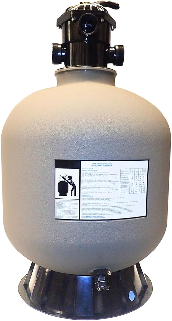 SWIMLINE HYDROTOOLS 24 Inch Sand Filter Combo Set With Stand & Multi Port Valve, 300 Pound Sand Capacity